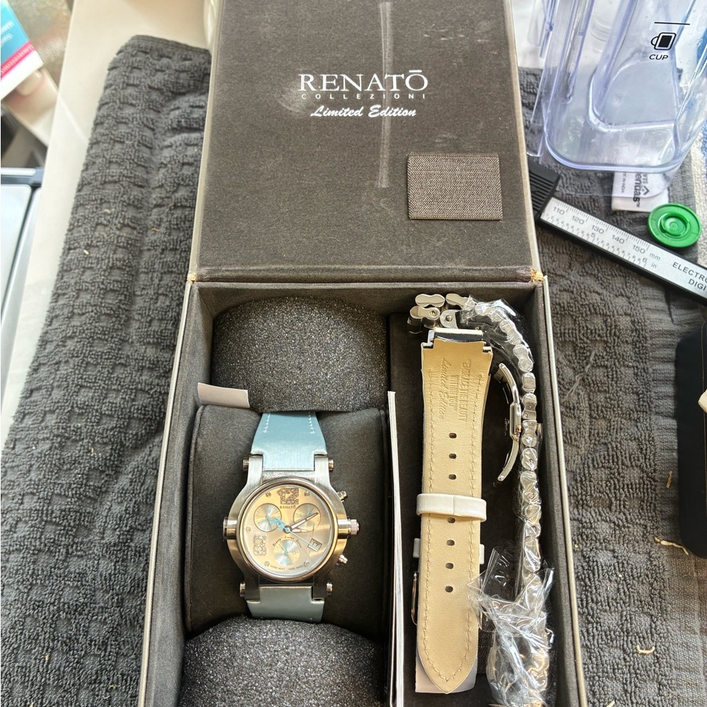 Renato Beauty Collezioni Diamond Watch Baby Blue New Battery With Box & Papers!